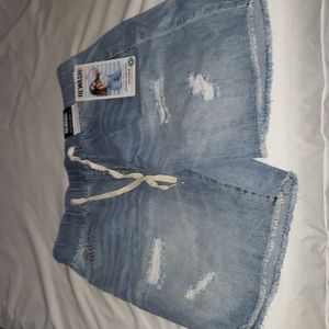 Womens blue jean ripped shorts